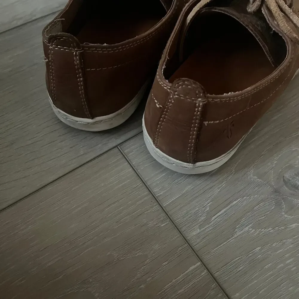 FRYE 'Norfolk' Men's 8.5 Deck Shoe Leather Lace Up Casual Sneaker Cognac Tan